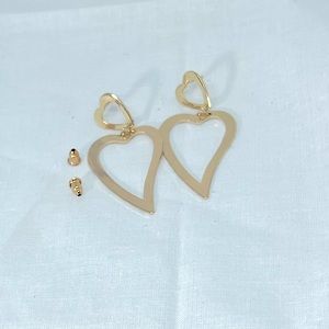 Golden Hollow Cut Out Double Heart Romantic Sweetheart Love Earrings